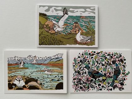 Set of 6 New Zealand Native Bird Greeting Cards.